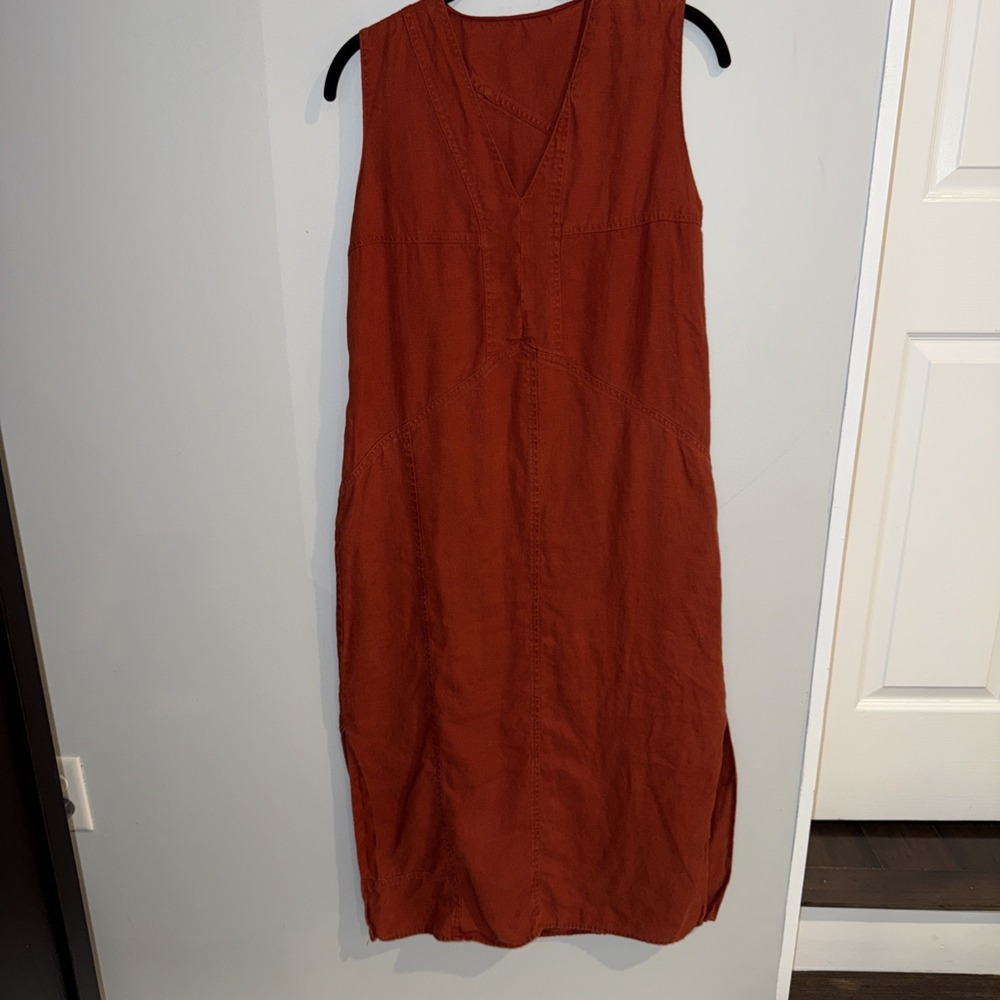 The Meng Paris Linen Dress Burnt Orange Lagenlook Sz Small Luxury